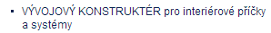 VÝVOJOVÝ KONSTRUKTÉR pro interiérové příčky a systémy