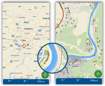 Obrázek 1: Hranice okresů v Navigatoru 6 pro Android – výchozí nastavení mapy (zdroj: MapFactor) MapFactor Navigator 6 okresy default-2109