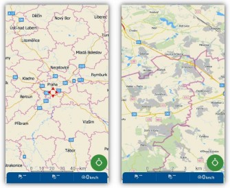 Obrázek 3: Zvýraznění hranic okresů v Navigatoru pro Android (zdroj: MapFactor) MapFactor Navigator 6 okresy zvyraznene-2109