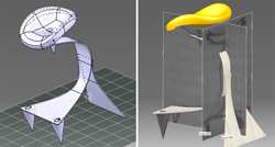 Obr. 8 Tvorba telies, zoskladanie telies, porovnanie skíc a CAD modelu