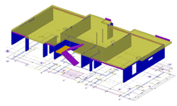 Zobrazení 3D modelu podlaží a jeho 2D výkresu Zobrazení 3D modelu podlaží a jeho 2D výkresu