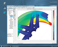 OMSOL Multiphysics pracuje pod operačním systémem Windows Vista. Na modelu je zobrazena deformace ráfku kola osobního automobilu. OMSOL Multiphysics pracuje pod operačním systémem Windows Vista. Na modelu je zobrazena deformace ráfku kola osobního automobilu.