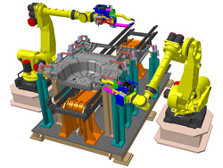 Ukázka DELMIA V5 Robotics pro plánování svařovny Ukázka DELMIA V5 Robotics pro plánování svařovny