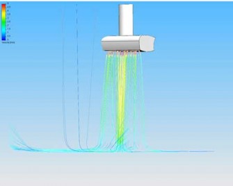 Rychlostní pole designových clon zvětšených nad dveřmi