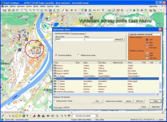 Předností atlasu České a Slovenské republiky je snadné vyhledávání adresních bodů